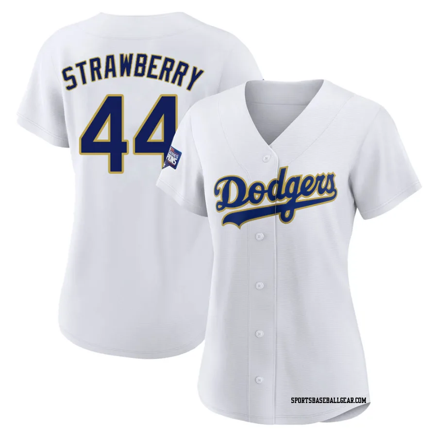 Darryl Strawberry Women's Los Angeles Dodgers White/Gold Replica 2021 Gold Program Player Jersey