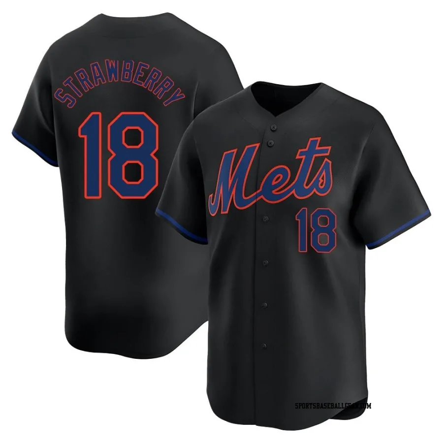 Darryl Strawberry Youth New York Mets Black Limited Alternate Jersey