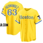 Darwinzon Hernandez Men's Boston Red Sox Gold/Light Replica Blue 2021 City Connect Player Jersey