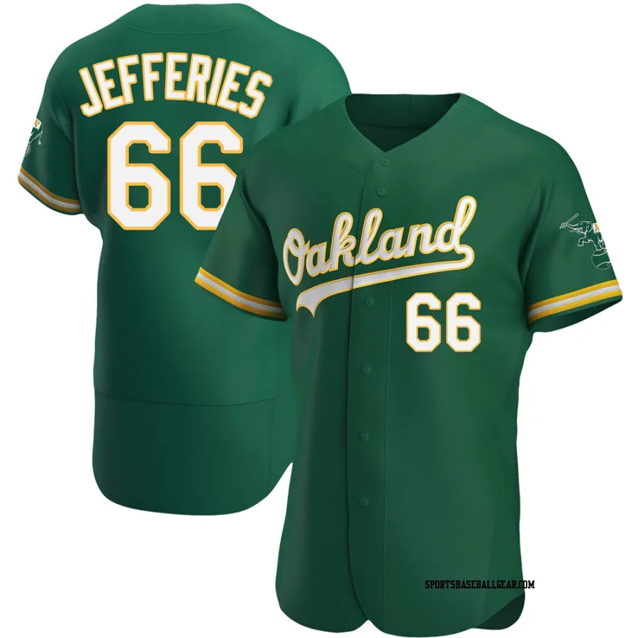 Daulton Jefferies Men's Oakland Athletics Green Authentic Kelly Alternate Jersey