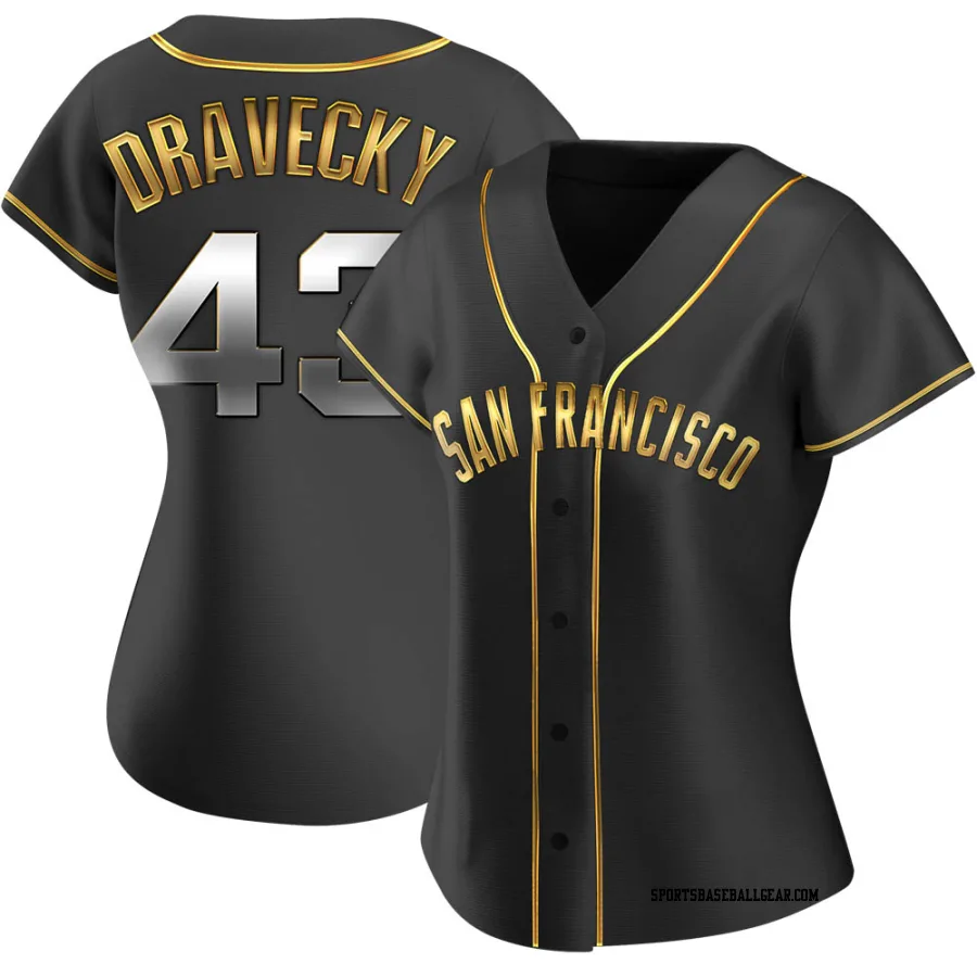 Dave Dravecky Women's San Francisco Giants Black Golden Replica Alternate Jersey