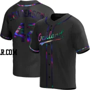 Dave Henderson Men's Oakland Athletics Black Holographic Replica Alternate Jersey