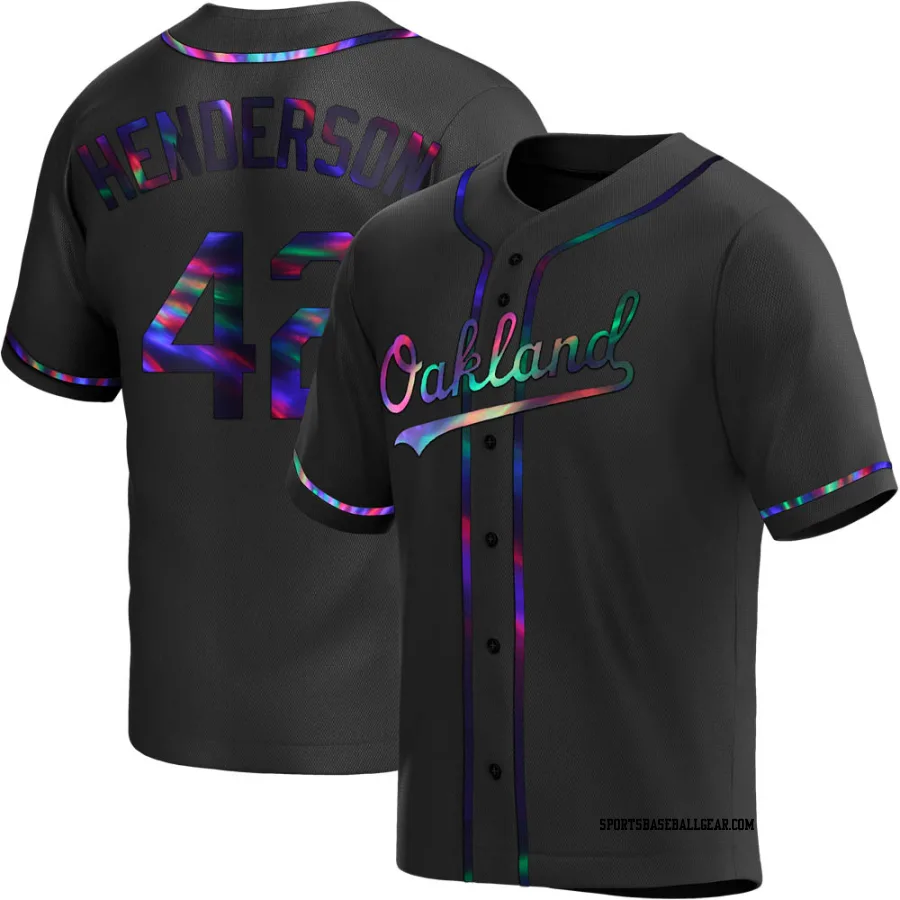 Dave Henderson Men's Oakland Athletics Black Holographic Replica Alternate Jersey