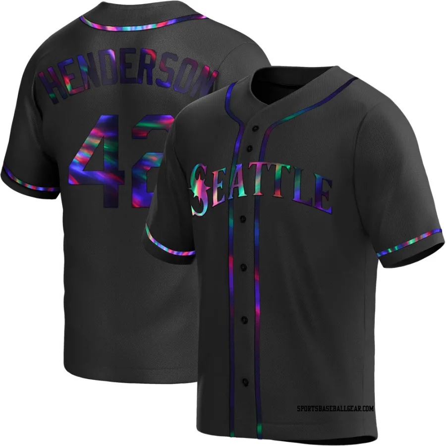 Dave Henderson Men's Seattle Mariners Black Holographic Replica Alternate Jersey