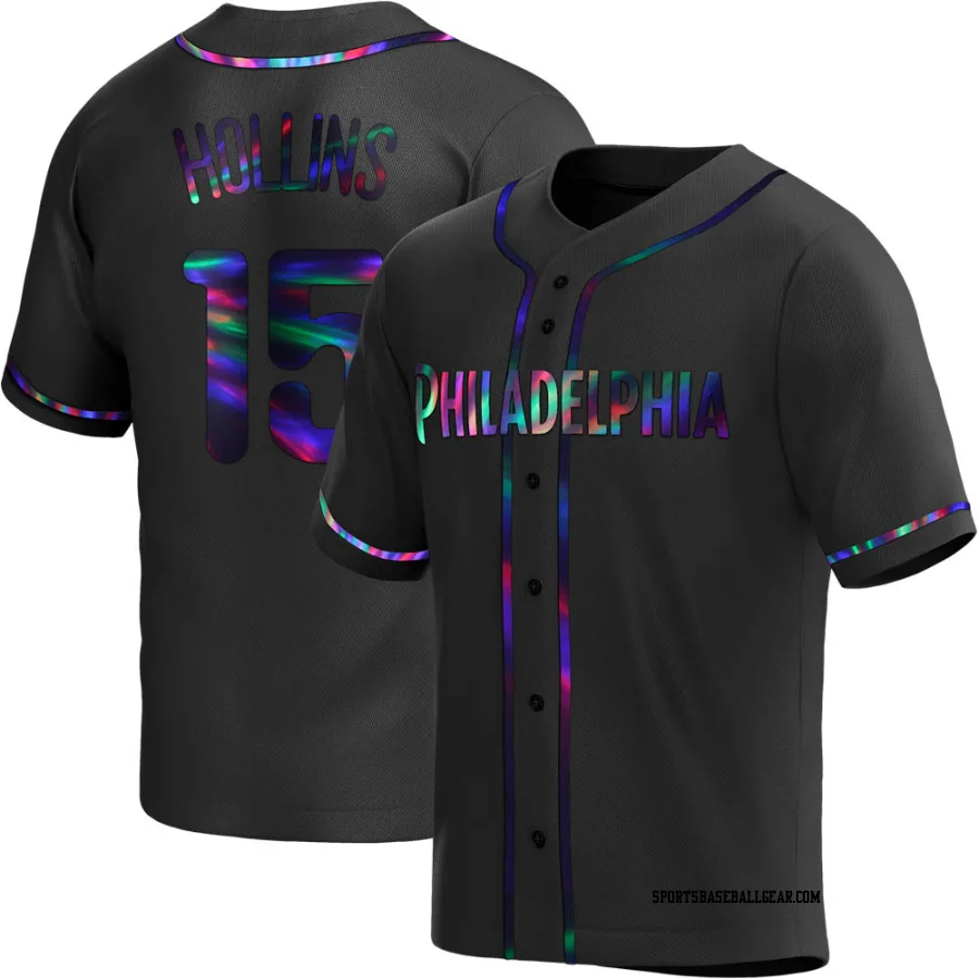 Dave Hollins Men's Philadelphia Phillies Black Holographic Replica Alternate Jersey