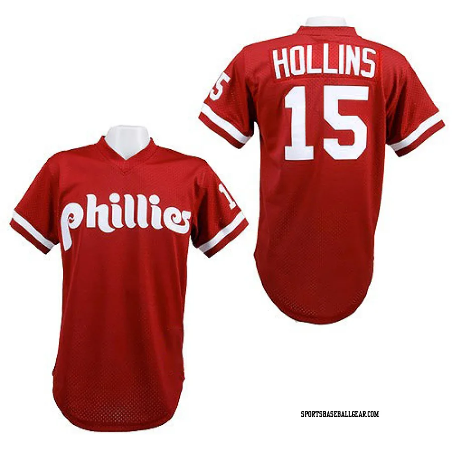 Dave Hollins Men's Philadelphia Phillies Red Replica 1991 Throwback Jersey