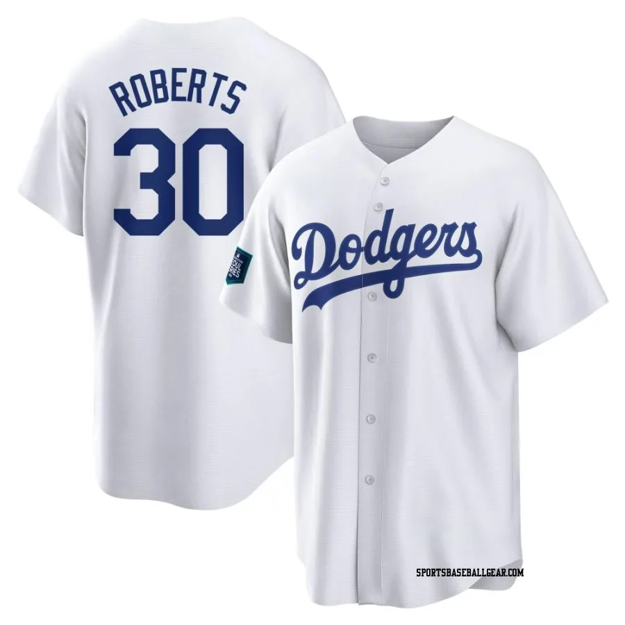 Dave Roberts Men's Los Angeles Dodgers White Replica 2024 World Tour Seoul Series Home Jersey