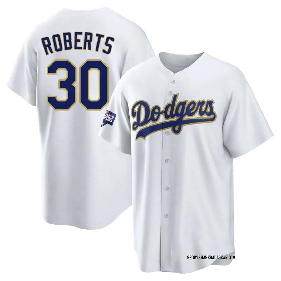 Dave Roberts Men's Los Angeles Dodgers White/Gold Replica 2021 Gold Program Player Jersey