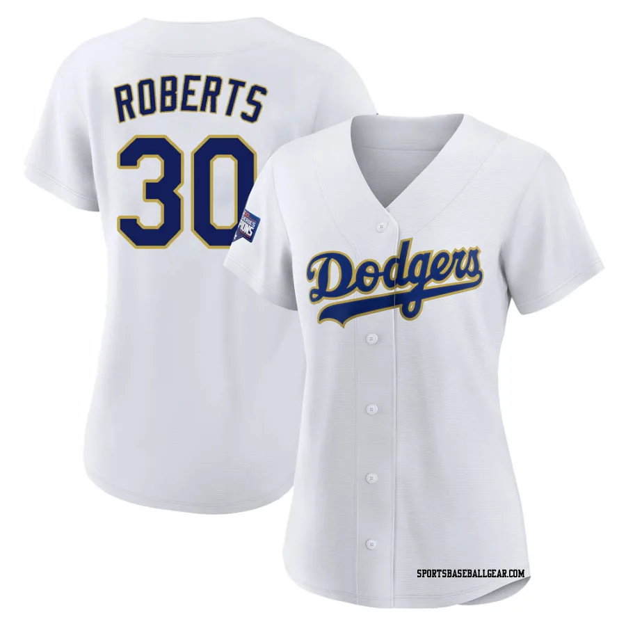 Dave Roberts Women's Los Angeles Dodgers White/Gold Authentic 2021 Gold Program Player Jersey