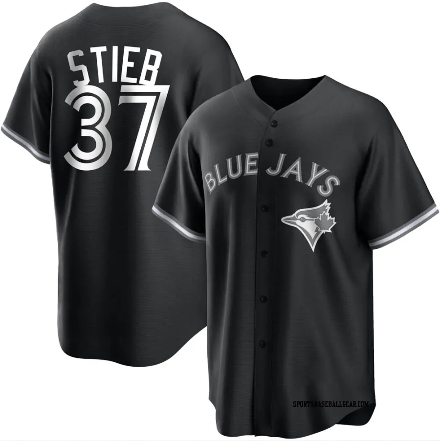 Dave Stieb Men's Toronto Blue Jays Black/White Replica Jersey