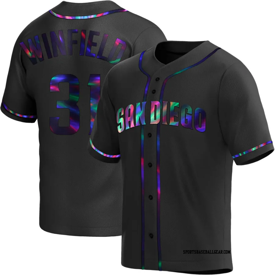 Dave Winfield Men's San Diego Padres Black Holographic Replica Alternate Jersey