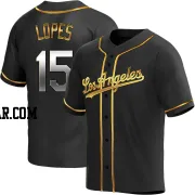 Davey Lopes Men's Los Angeles Dodgers Black Golden Replica Alternate Jersey