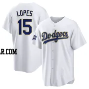 Davey Lopes Men's Los Angeles Dodgers White/Gold Replica 2021 Gold Program Player Jersey