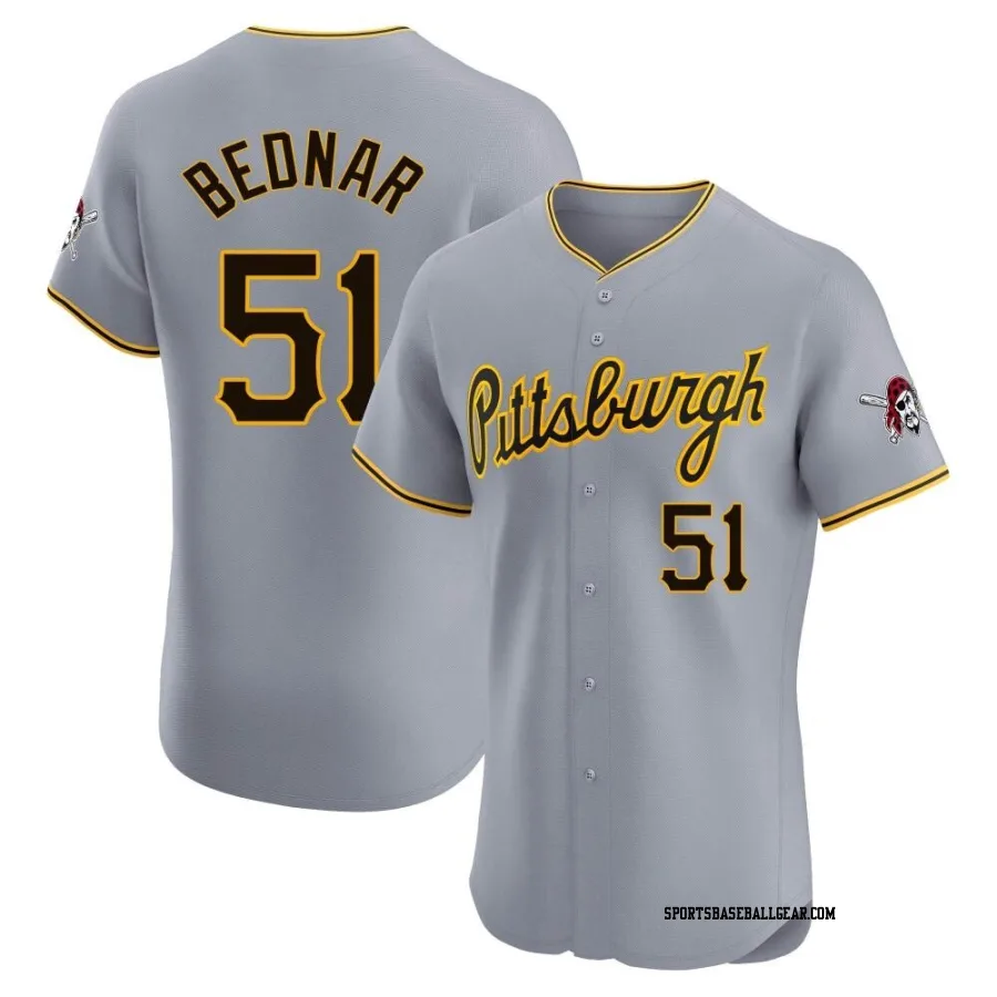 David Bednar Men's Pittsburgh Pirates Gray Elite Road Jersey