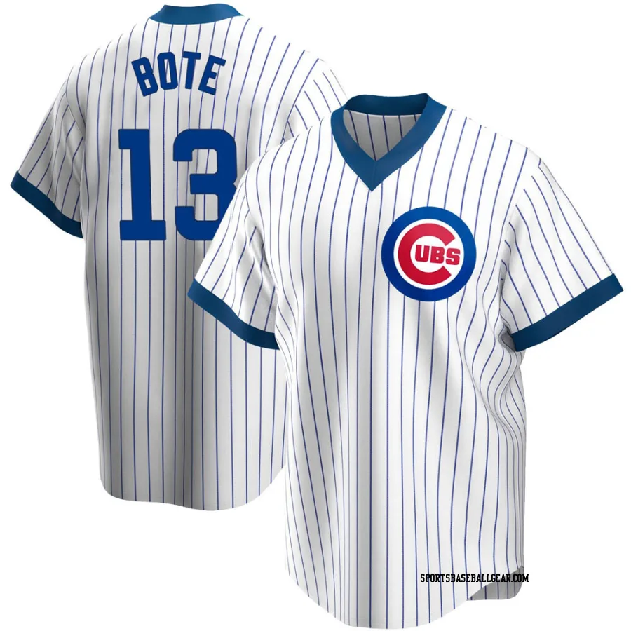 David Bote Men's Chicago Cubs White Replica Home Cooperstown Collection Jersey