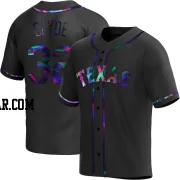 David Clyde Men's Texas Rangers Black Holographic Replica Alternate Jersey