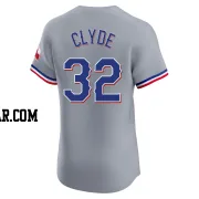 David Clyde Men's Texas Rangers Gray Elite Road Jersey