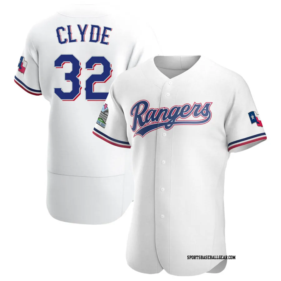 David Clyde Men's Texas Rangers White Authentic Home Jersey