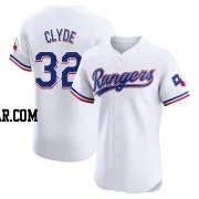 David Clyde Men's Texas Rangers White Elite Home Jersey