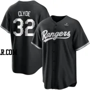 David Clyde Men's Texas Rangers White Replica Black 2023 World Series Jersey