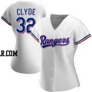 David Clyde Women's Texas Rangers White Authentic Home Jersey