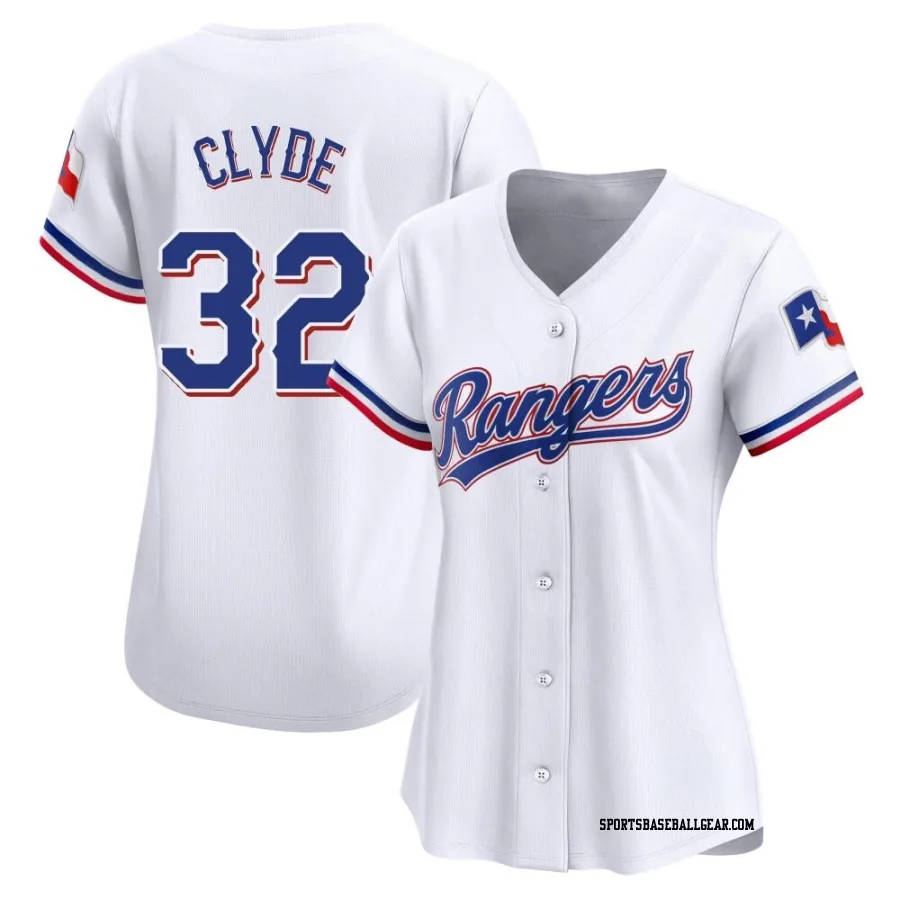 David Clyde Women's Texas Rangers White Limited Home Jersey