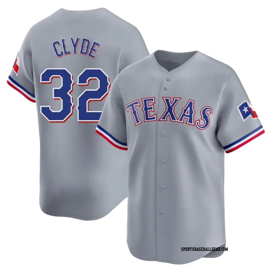 David Clyde Youth Texas Rangers Gray Limited Away Jersey