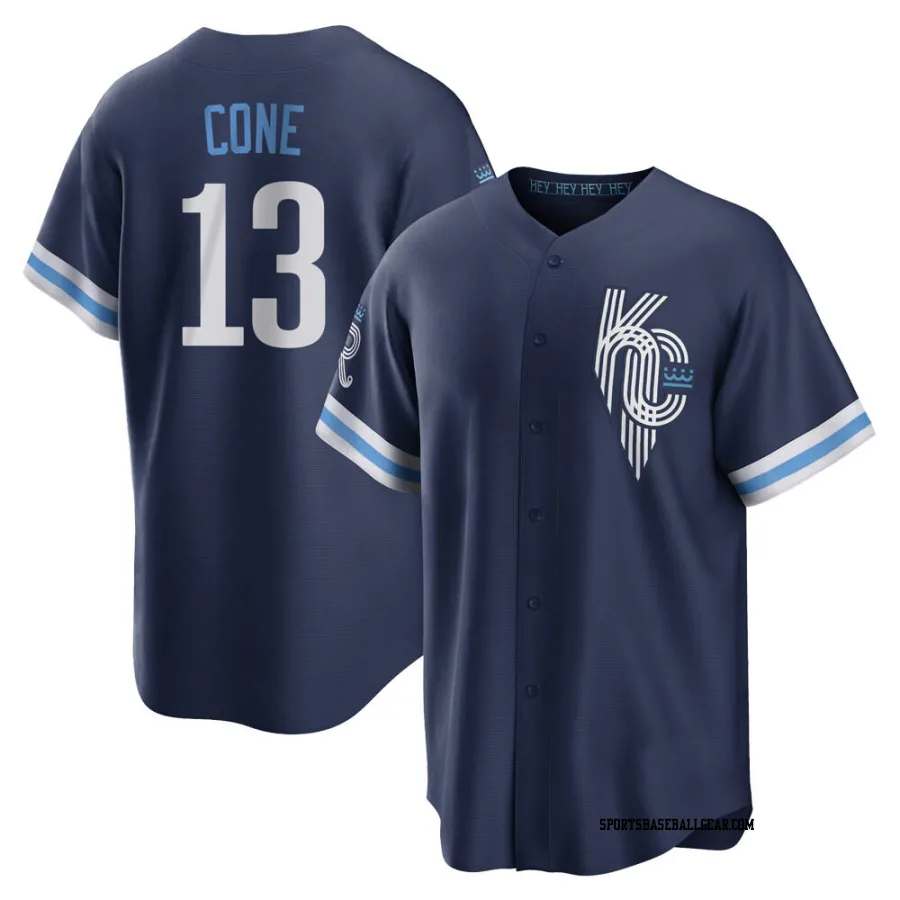 David Cone Men's Kansas City Royals Navy Replica 2022 City Connect Jersey