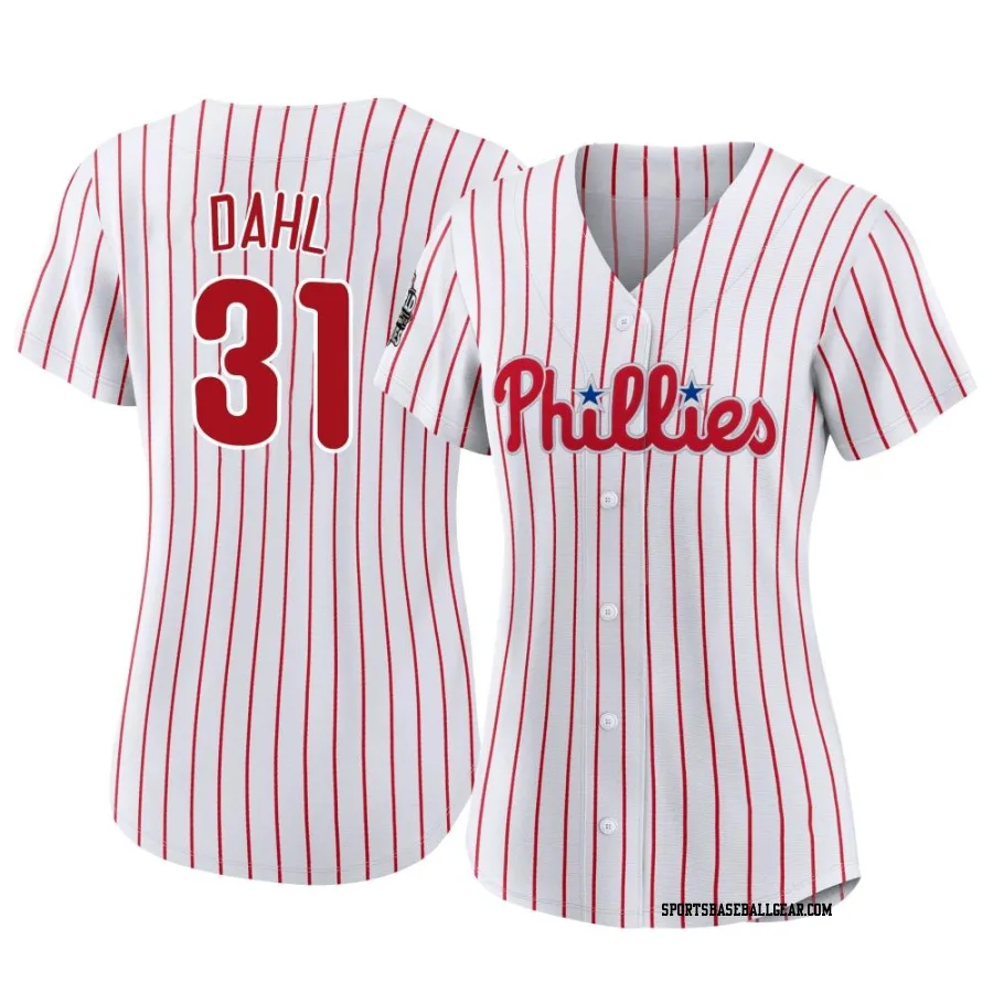 David Dahl Women's Philadelphia Phillies White Authentic 2022 World Series Home Jersey