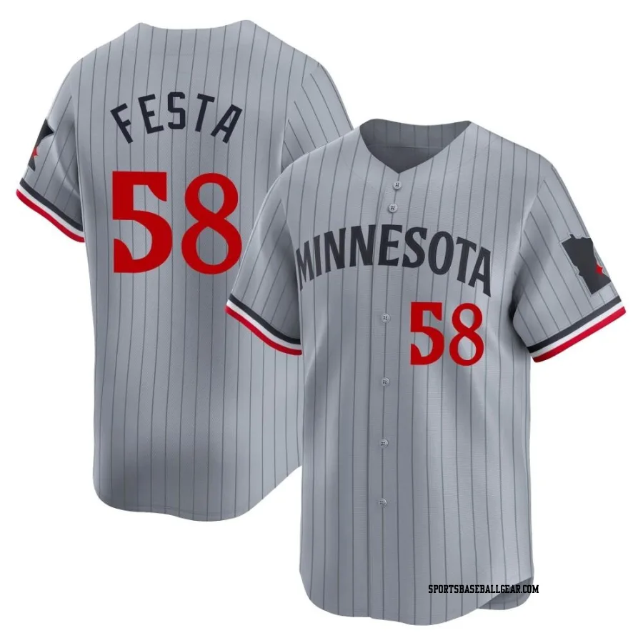 David Festa Men's Minnesota Twins Gray Limited Road Jersey