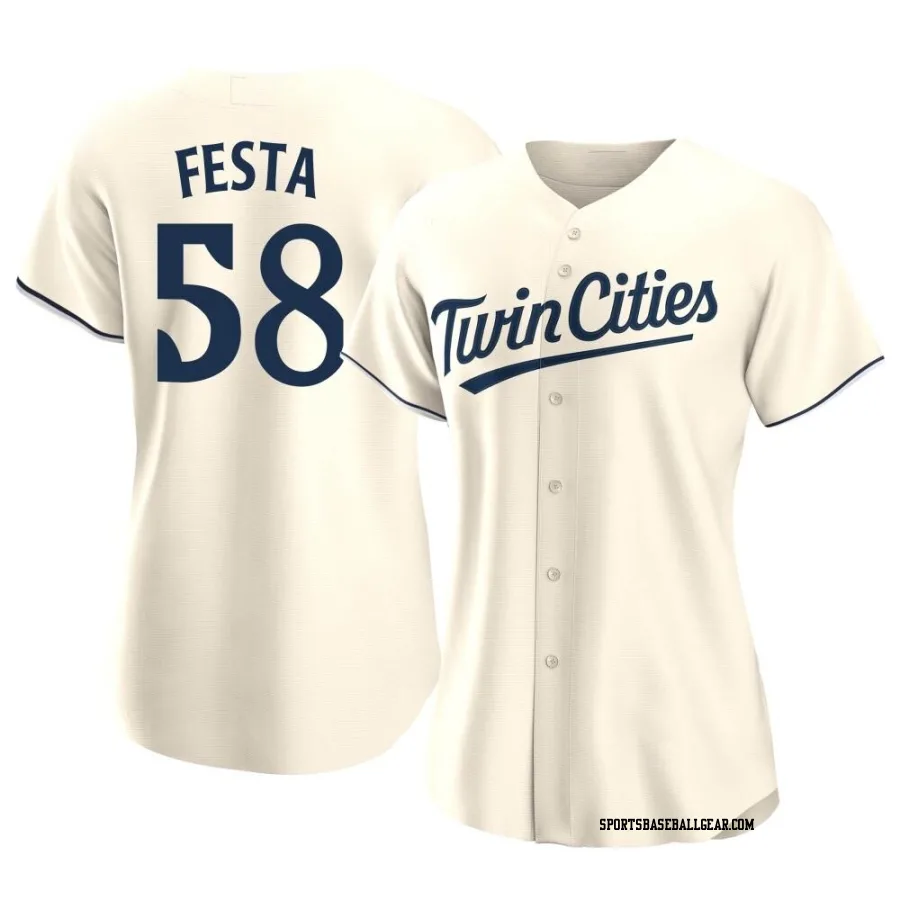 David Festa Women's Minnesota Twins Cream Authentic Alternate Jersey