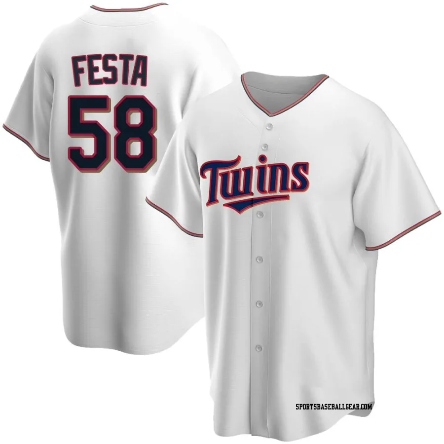 David Festa Youth Minnesota Twins White Replica Home Jersey