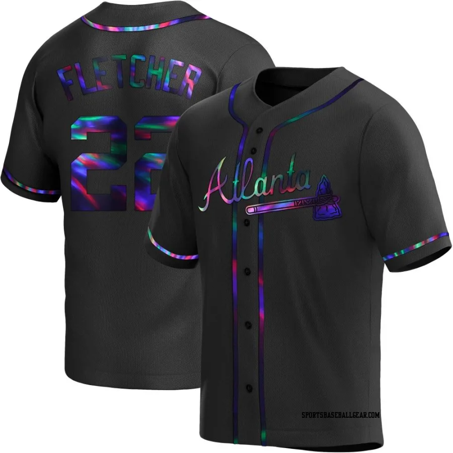 David Fletcher Men's Atlanta Braves Black Holographic Replica Alternate Jersey