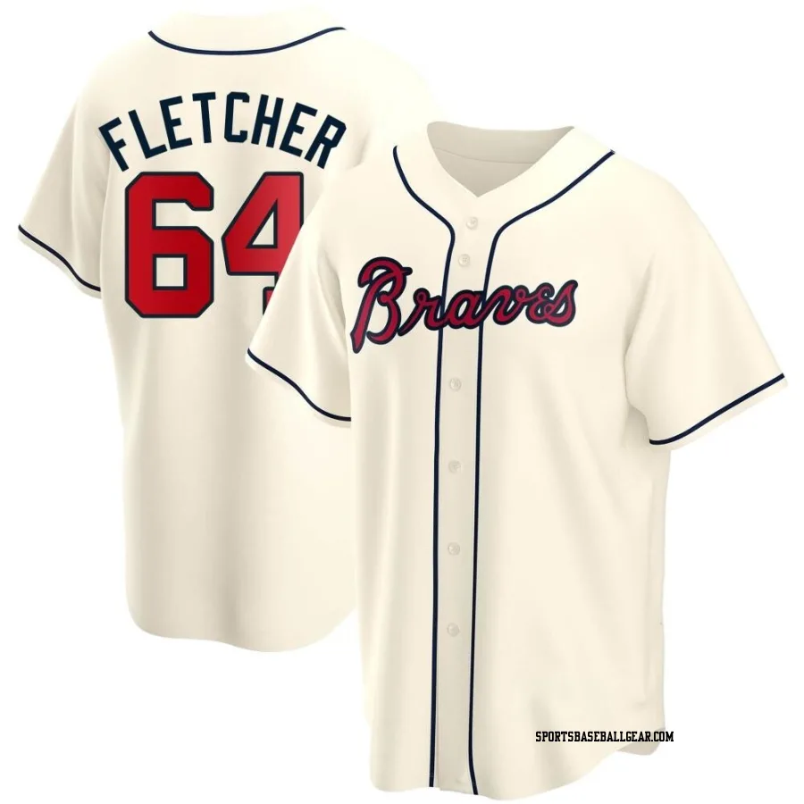 David Fletcher Men's Atlanta Braves Cream Replica Alternate Jersey