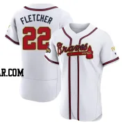 David Fletcher Men's Atlanta Braves Gold Authentic White 2022 Program Jersey