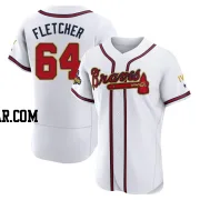 David Fletcher Men's Atlanta Braves Gold Authentic White 2022 Program Jersey