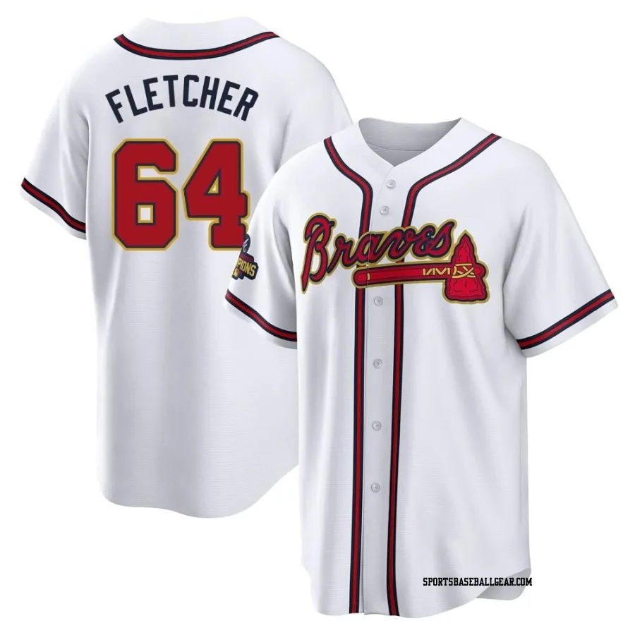 David Fletcher Men's Atlanta Braves Gold Replica White 2022 Program Jersey