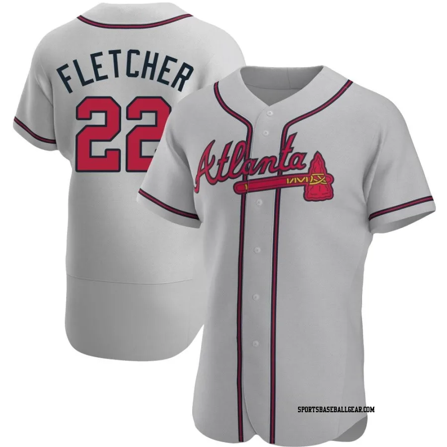 David Fletcher Men's Atlanta Braves Gray Authentic Road Jersey