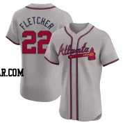 David Fletcher Men's Atlanta Braves Gray Elite Road Jersey