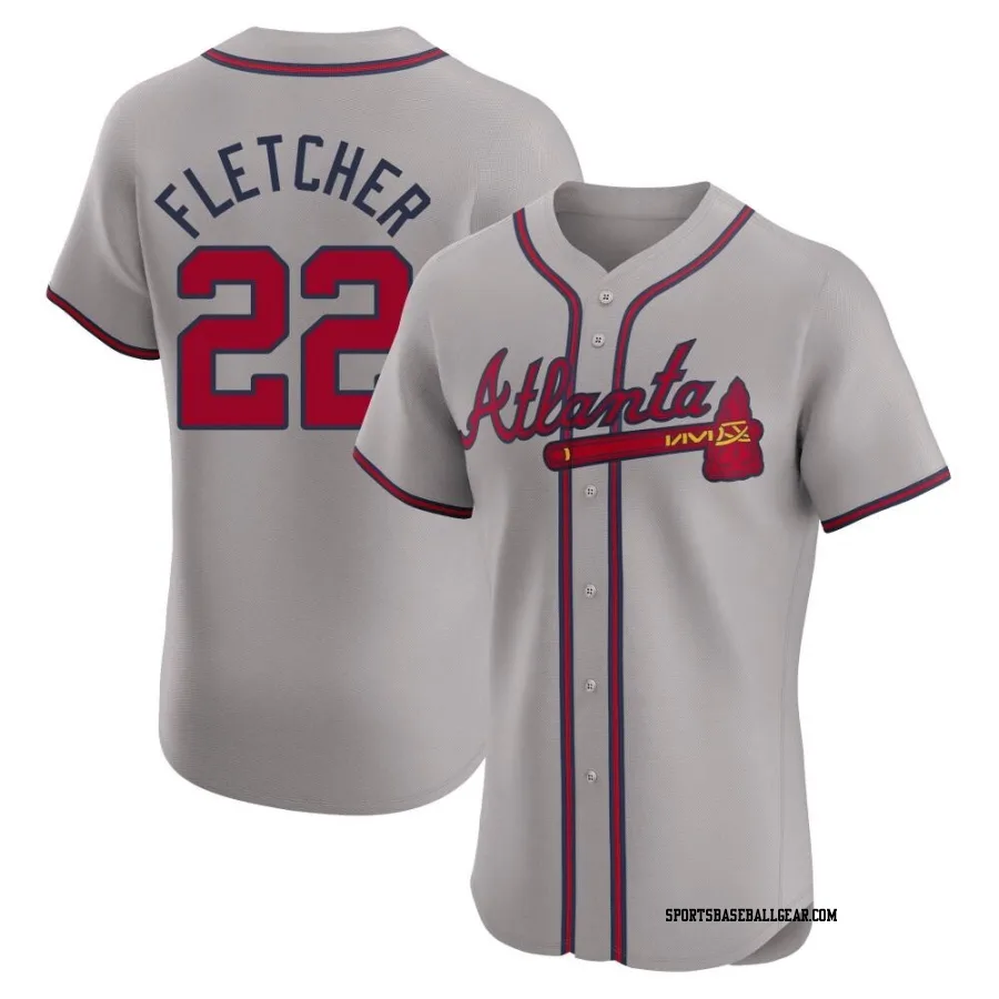 David Fletcher Men's Atlanta Braves Gray Elite Road Jersey