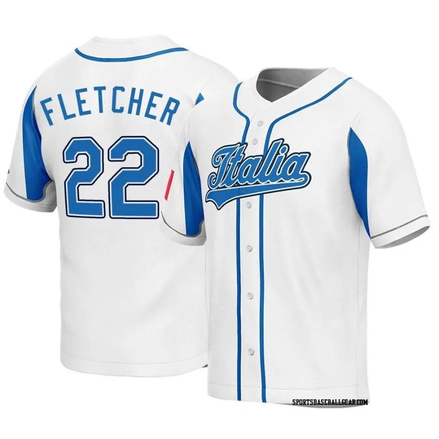 David Fletcher Men's Italy Baseball White Replica 2023 World Baseball Classic Jersey