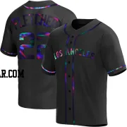 David Fletcher Men's Los Angeles Angels Black Holographic Replica Alternate Jersey