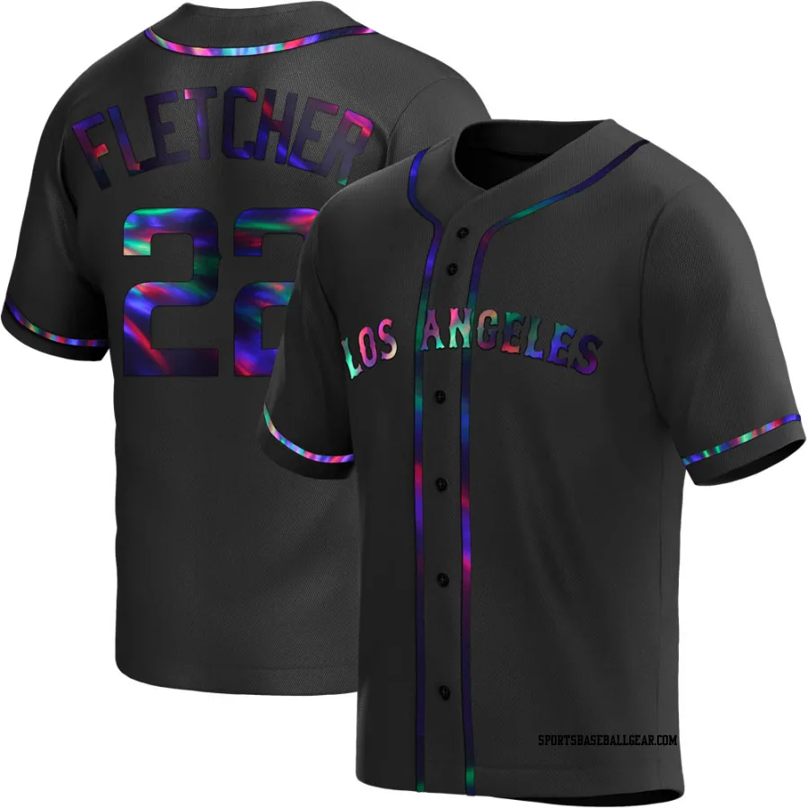 David Fletcher Men's Los Angeles Angels Black Holographic Replica Alternate Jersey