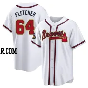 David Fletcher Youth Atlanta Braves Gold Replica White 2022 Program Jersey