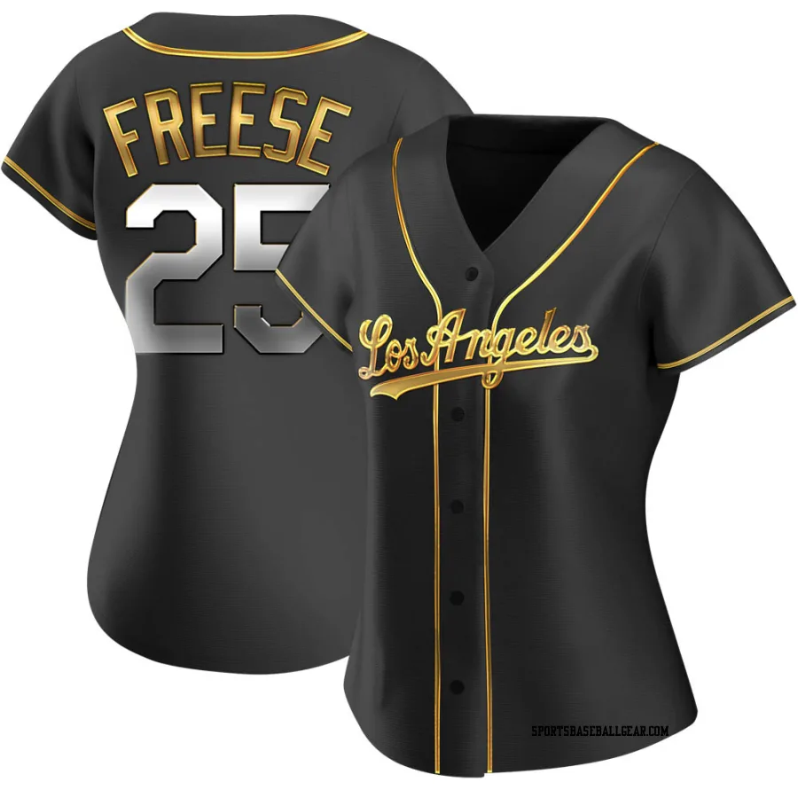 David Freese Women's Los Angeles Dodgers Black Golden Replica Alternate Jersey