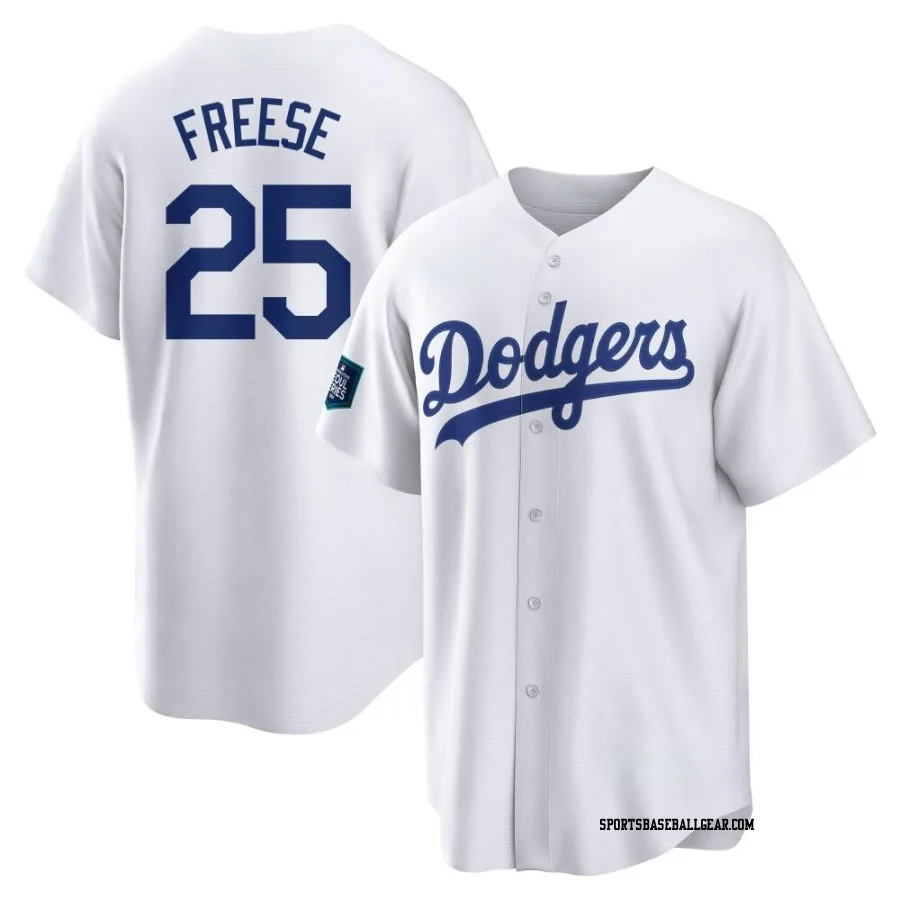 David Freese Youth Los Angeles Dodgers White Replica 2024 World Tour Seoul Series Home Jersey