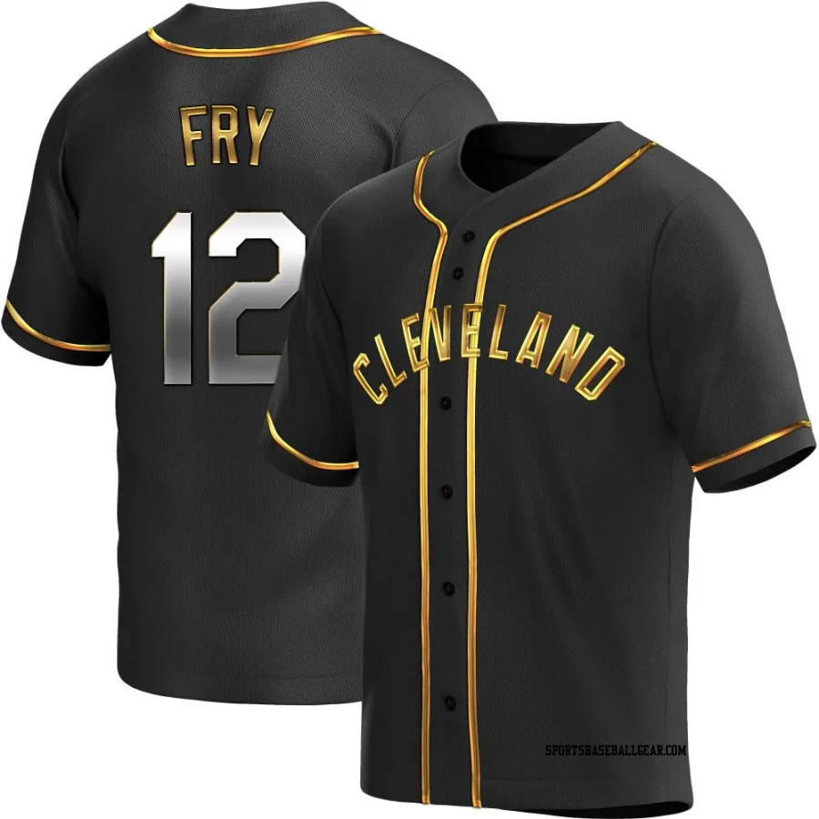 David Fry Youth Cleveland Guardians Black Golden Replica Alternate Jersey