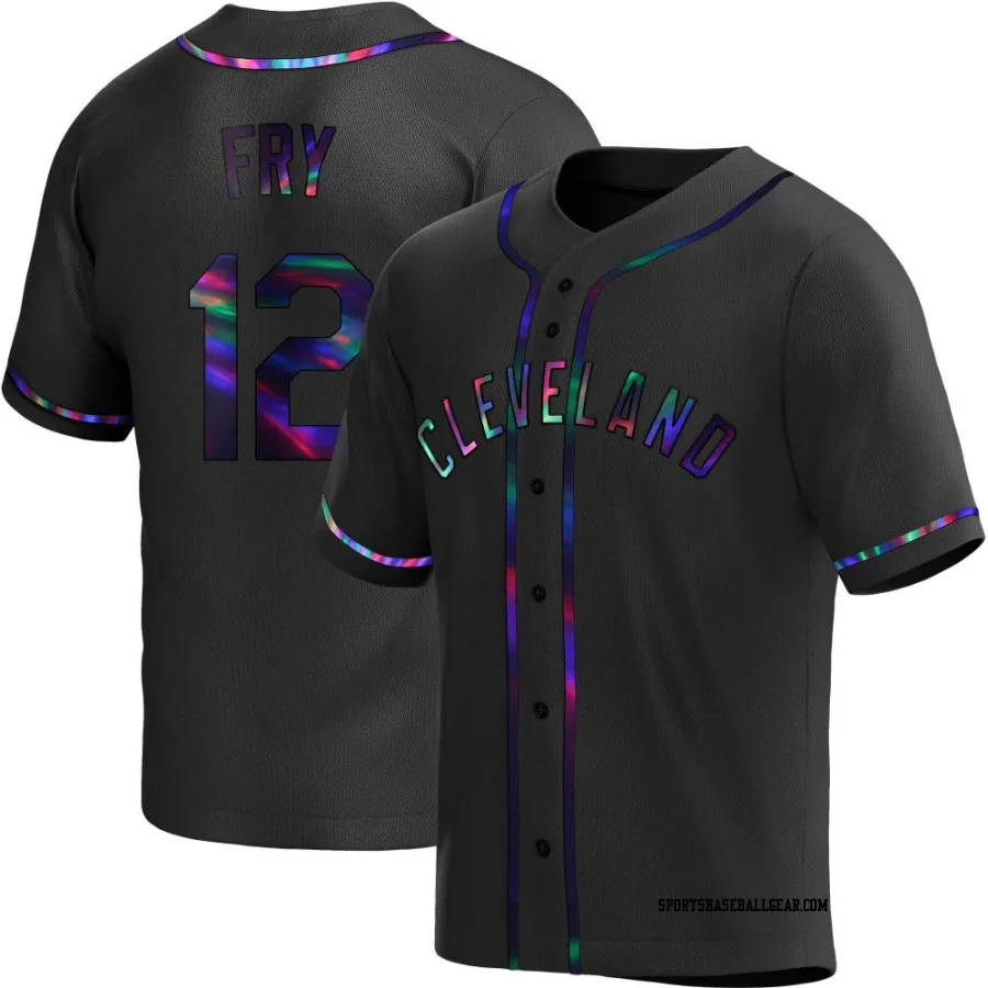 David Fry Youth Cleveland Guardians Black Holographic Replica Alternate Jersey