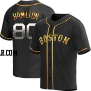 David Hamilton Men's Boston Red Sox Black Golden Replica Alternate Jersey