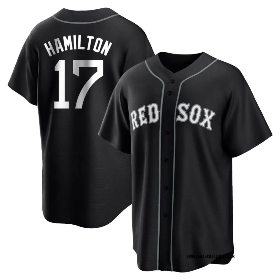 David Hamilton Men's Boston Red Sox Black/White Replica Jersey